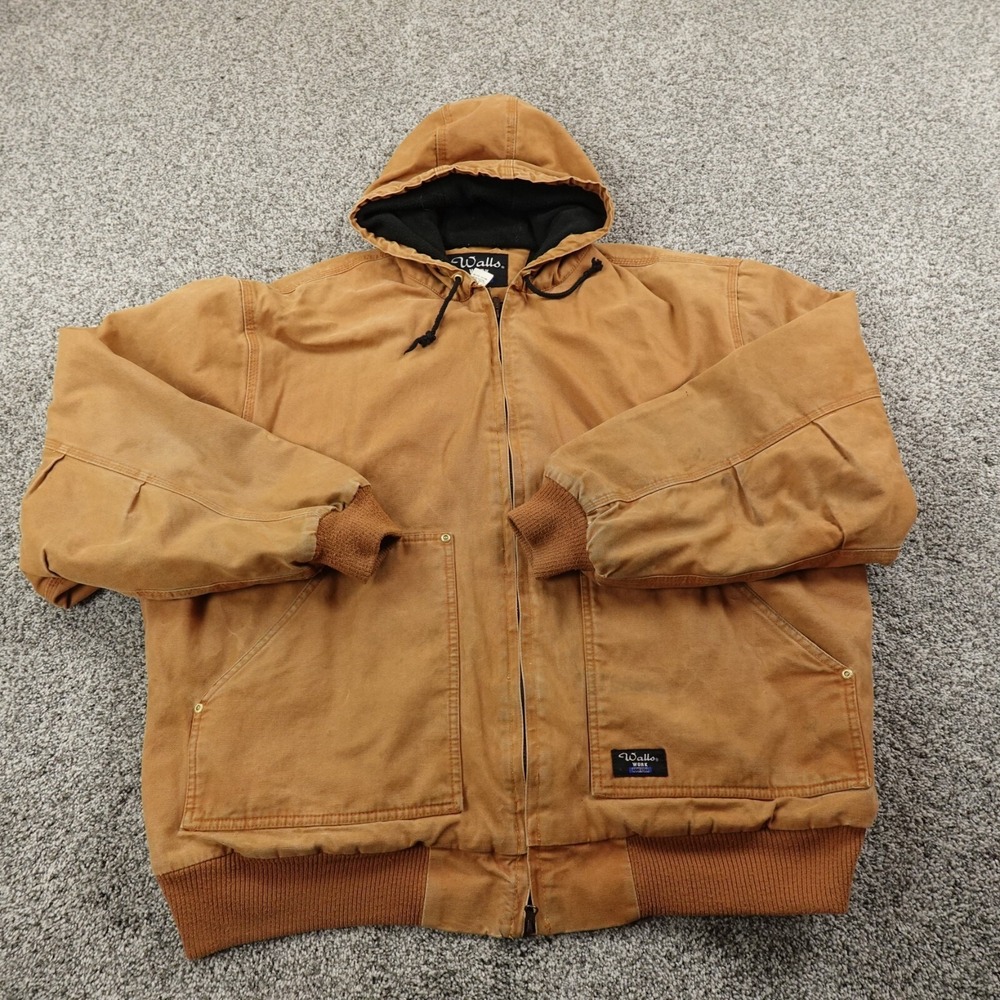 VTG Walls Jacket Mens 2XL Brown Canvas Zip Barn Chore Work Coat Bomber Grunge